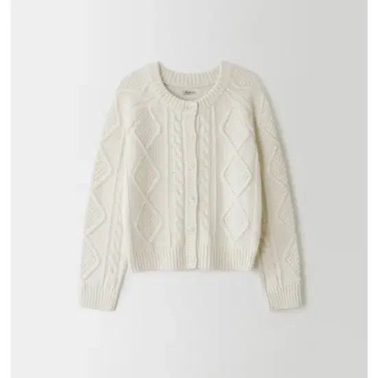 [BUNJANG] Onedmin Ivory Cable Knit Cardigan / 온드민 아이보리 꽈배기 니트 가디건 리에뜨