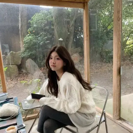 [BUNJANG] Onedmin Ivory Cable Knit Cardigan / 온드민 아이보리 꽈배기 니트 가디건 리에뜨