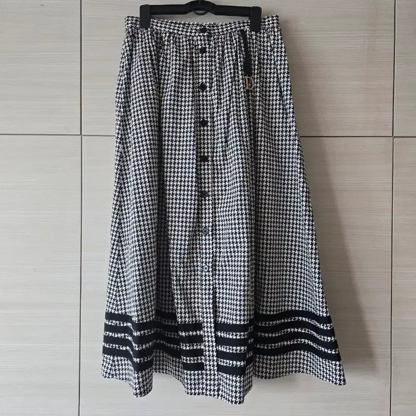 [BUNJANG] Houndstooth Pattern Long Skirt / 롱 스커트