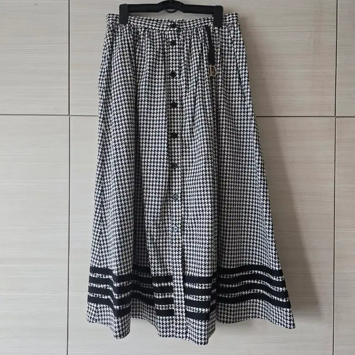 [BUNJANG] Houndstooth Pattern Long Skirt / 롱 스커트