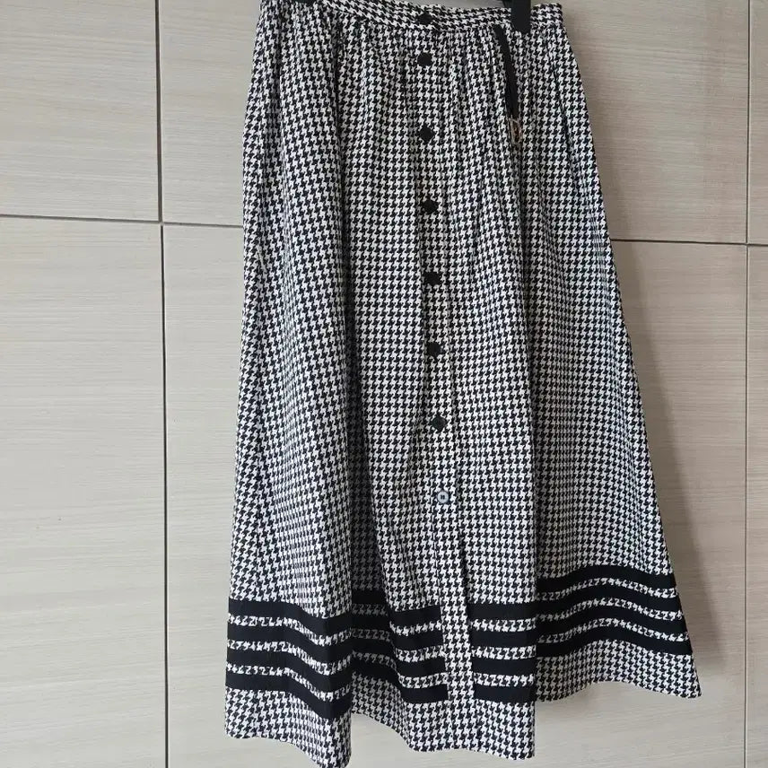 [BUNJANG] Houndstooth Pattern Long Skirt / 롱 스커트