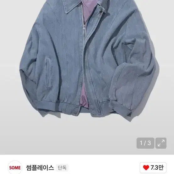 [BUNJANG] Someplace Denim Collar Zip-up Blouson Jacket / 썸플레이스 데님 카라 집업 블루종 자켓