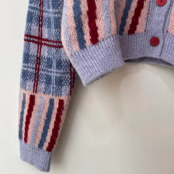 [BUNJANG] ZARA Jacquard Flower Check Pattern Knit Cardigan / 자라 자카드 플라워 체크 패턴 니트 가디건 S