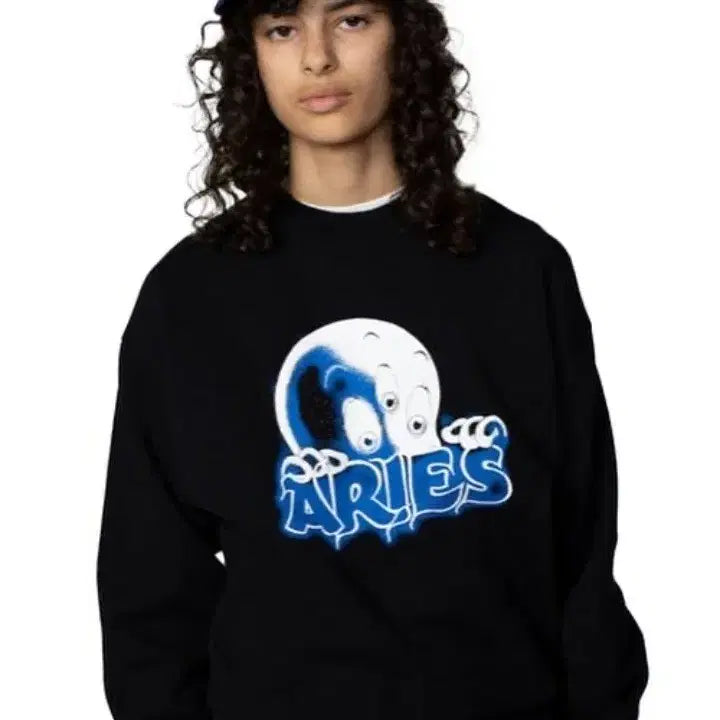 [BUNJANG] Aries Casper Character Black Sweatshirt / Aries 아리스 캐스퍼 캐릭터 맨투맨 블랙