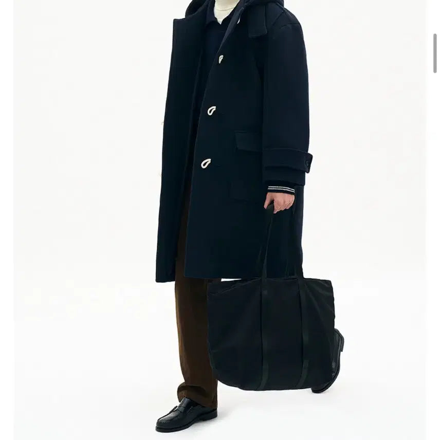 [BUNJANG] Partimento Oversized Melton Duffel Long Coat - Navy / 파르티멘토 오버사이즈 멜톤 더플 롱 코트 네이비