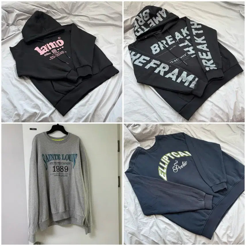 [BUNJANG] Unisex Oversized Hoodie Bundle Set / 남녀공용 맨투맨 후드티 4종