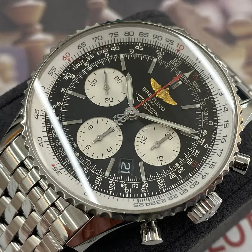[BUNJANG] Breitling Navitimer 43 B01 Golden Eagle Black Dial Stainless Steel Watch / 브라이틀링 네비타이머43 B01 황금독수리 검판 브슬 [중고명품 리셀온]