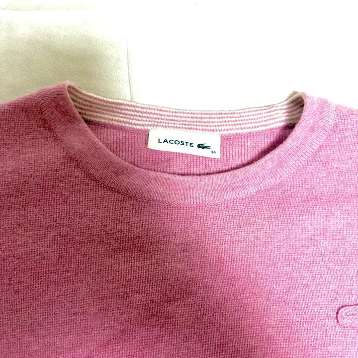 [BUNJANG] Lacoste Pink Knit Long Sleeve Shirt / 라코스테 핑크 니트 긴팔티
