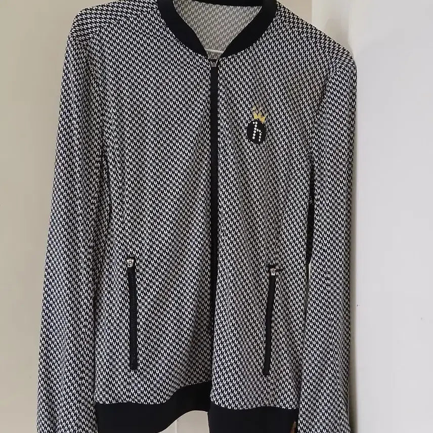 [BUNJANG] Hazzys Bomber Jacket - Houndstooth Pattern / 헤지스 봄버 자켓100