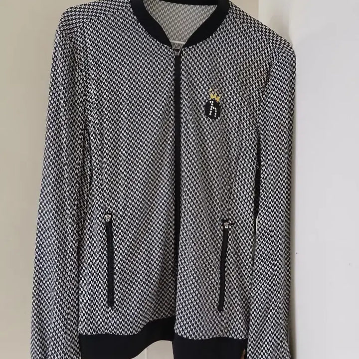 [BUNJANG] Hazzys Bomber Jacket - Houndstooth Pattern / 헤지스 봄버 자켓100