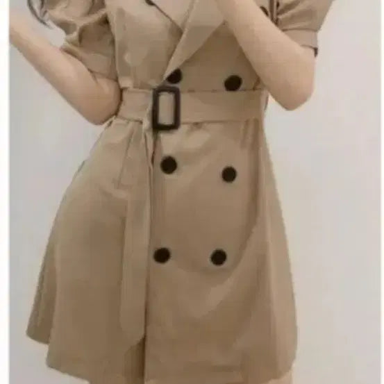 [BUNJANG] Trench Coat Mini Dress Set / 새상품))반팔 트렌치 코트원피스 벨트 세트