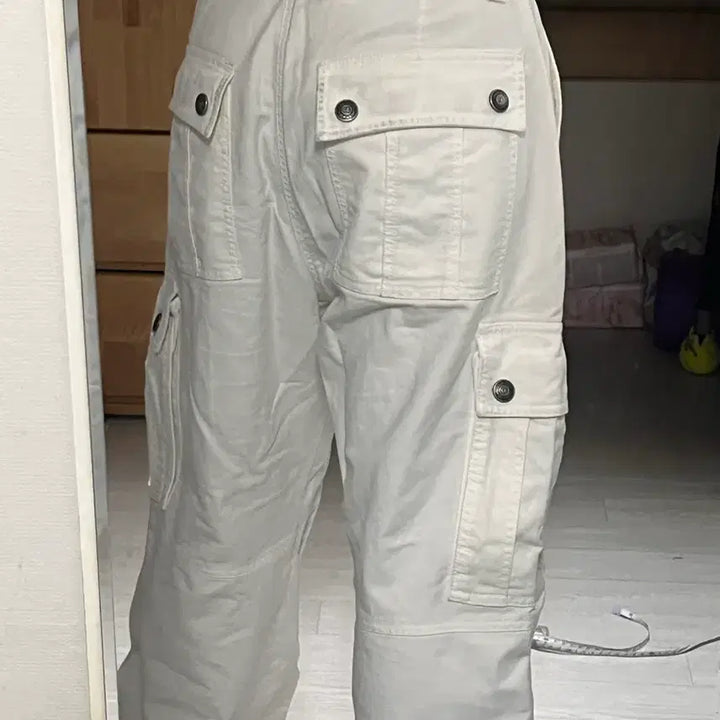 [BUNJANG] White Wide Cargo Pants / 화이트 와이드 카고팬츠 벌룬핏