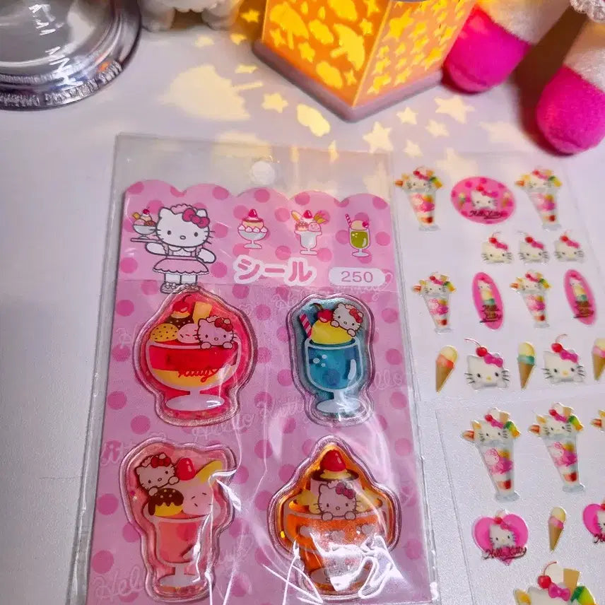 [BUNJANG] Sanrio Hello Kitty Parfait Waitress Stickers (2 Types, 2002) / [고전 ] 키티 파르페 스티커 2종