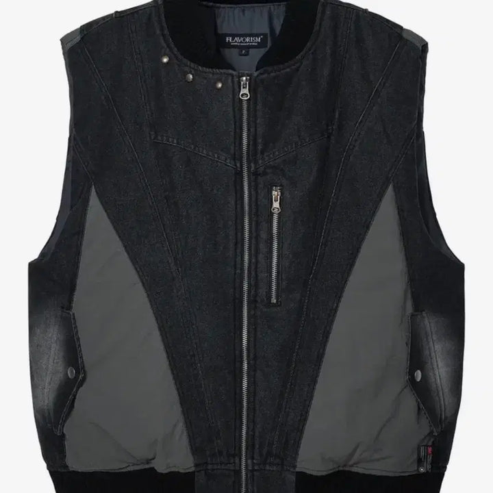 [BUNJANG] Flavorism Hybrid Denim Padded Vest / 플레이버리즘 하이브리드 데님 패딩 베스트