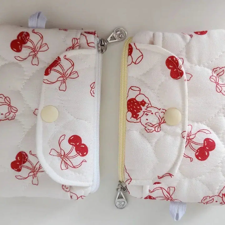 [BUNJANG] Handmade Cherry Quilted Card Wallet / 체리 퀼팅 카드지갑 / 핸드메이드