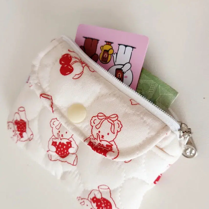 [BUNJANG] Handmade Cherry Quilted Card Wallet / 체리 퀼팅 카드지갑 / 핸드메이드