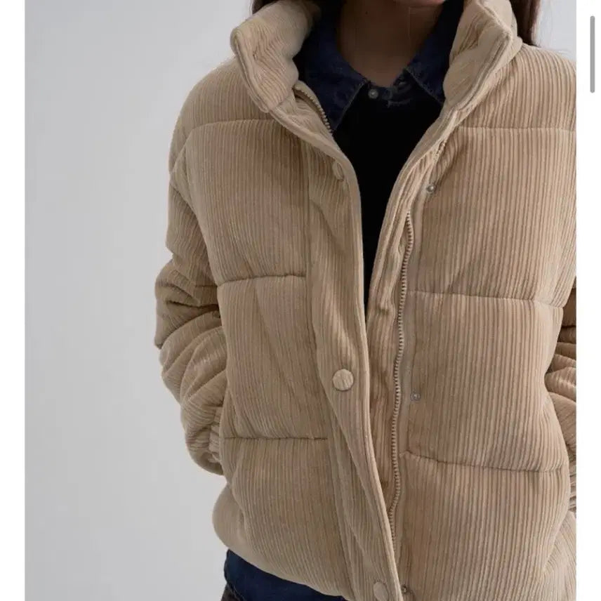 [BUNJANG] 8Seconds Corduroy Padded Jacket Beige S / (택O, 새상품) 에잇세컨즈 코듀로이 패딩 베이지 s 에잇세컨즈 패딩