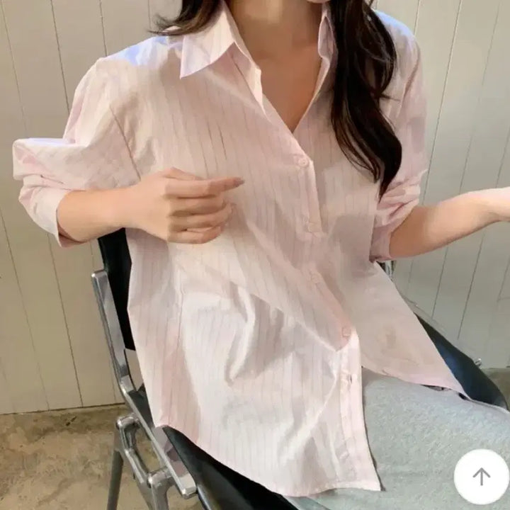 [BUNJANG] Pink Striped Shirt / 핑크 스트라이프 셔츠