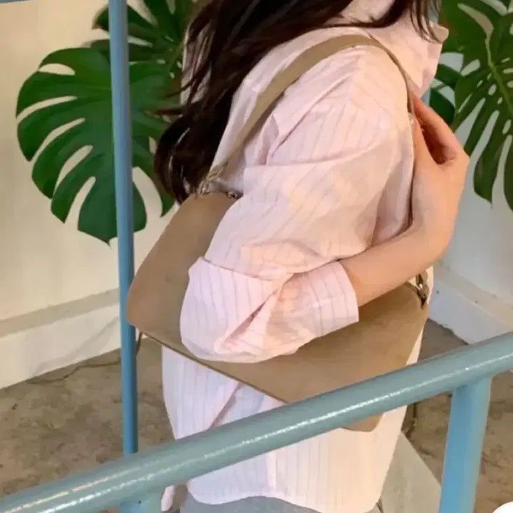 [BUNJANG] Pink Striped Shirt / 핑크 스트라이프 셔츠