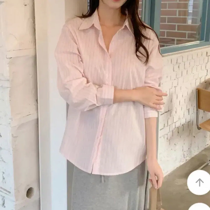 [BUNJANG] Pink Striped Shirt / 핑크 스트라이프 셔츠