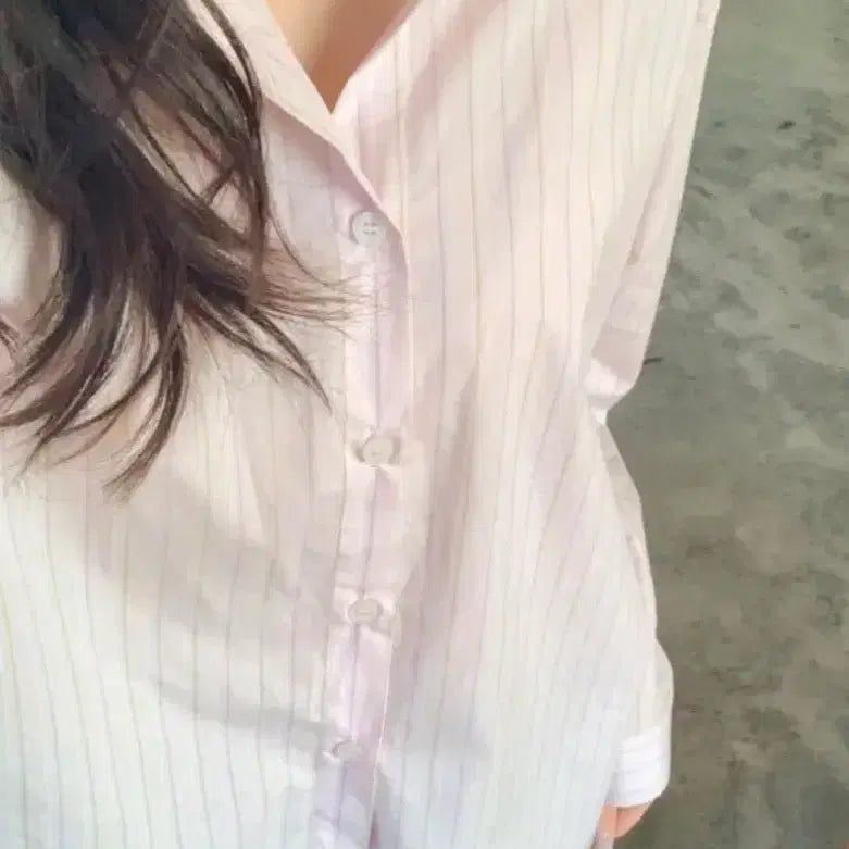 [BUNJANG] Pink Striped Shirt / 핑크 스트라이프 셔츠