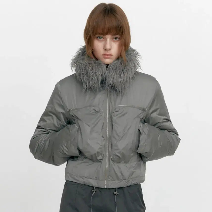 [BUNJANG] Studio Table Fur Bomber Jacket - Khaki / 스튜디오테이블 퍼 카라 봄버 자켓 fur bomber jacket 카키