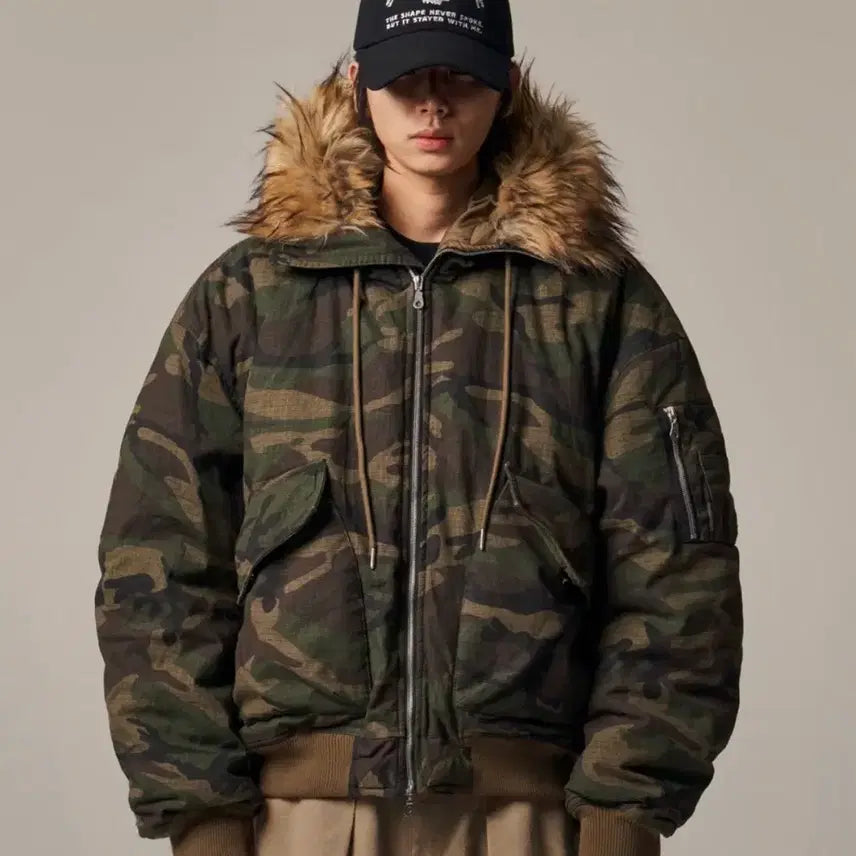 [BUNJANG] I Don't Wanna Sell Camo Fur Jumper Size 2 / 아이돈워너셀 카모 퍼 점퍼 2사이즈