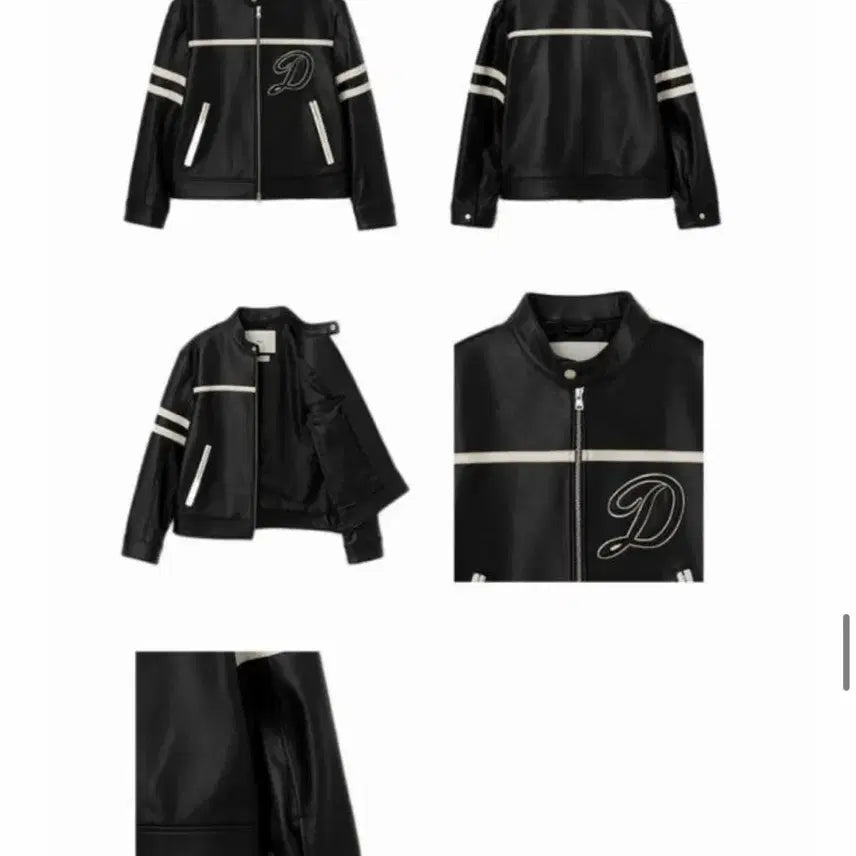 [BUNJANG] Dunst Racing Contrast Leather Jacket - Black (Size L) / [L] 던스트 레이싱 콘트라스트 레더 자켓 블랙