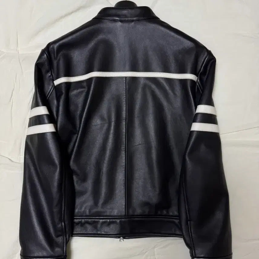 [BUNJANG] Dunst Racing Contrast Leather Jacket - Black (Size L) / [L] 던스트 레이싱 콘트라스트 레더 자켓 블랙