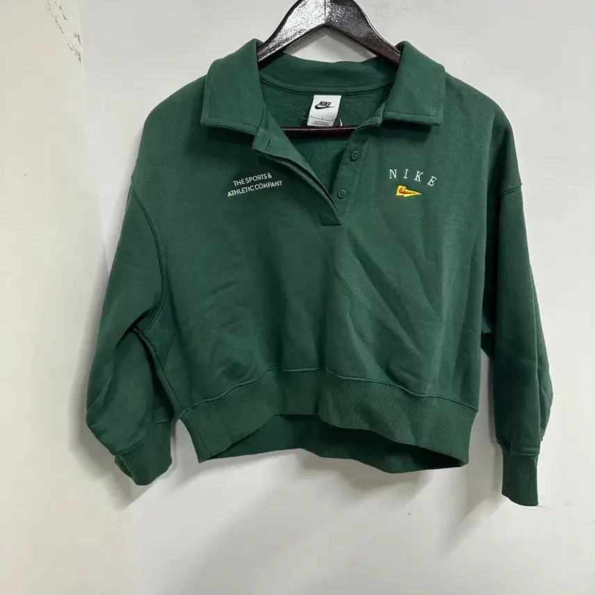 [BUNJANG] Nike Green Polo Neck Crop Sweatshirt / [만원 아라비아빈티지]나이키 그린 폴로 넥 크롭 맨투맨 100