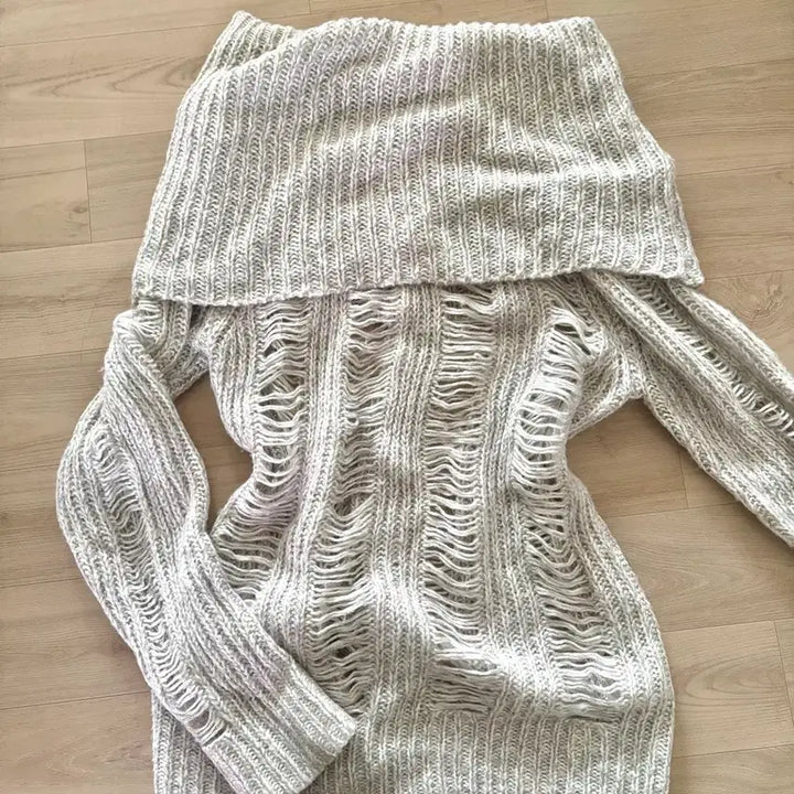 [BUNJANG] Vintage Off-Shoulder Knit Top / 오네갸루 오프숄더 니트 / 빈티지 갸루 양산형 지뢰계 모리걸 펑크