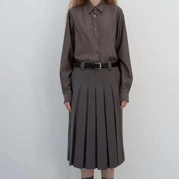 [BUNJANG] LFM Wool Pleated Flare Skirt Gray / LFM wool pleated flare skirt gray s