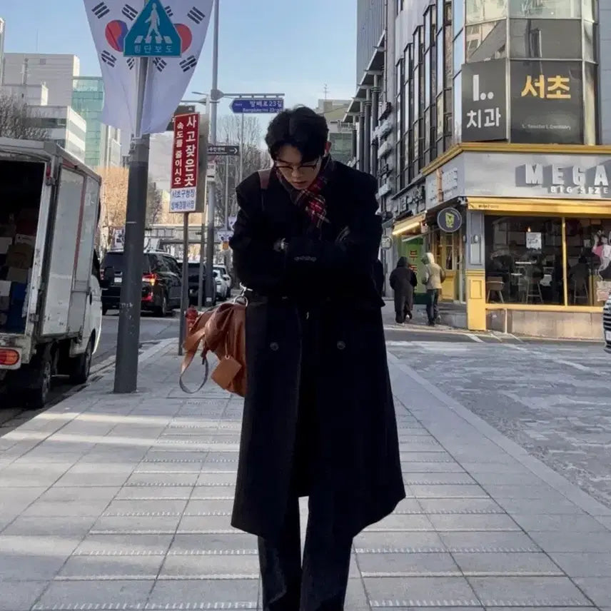 [BUNJANG] Noir Cashmere Double Breasted Coat (Black) / 노이어 캐시미어 더블 브레스티드 코트 (블랙) 50