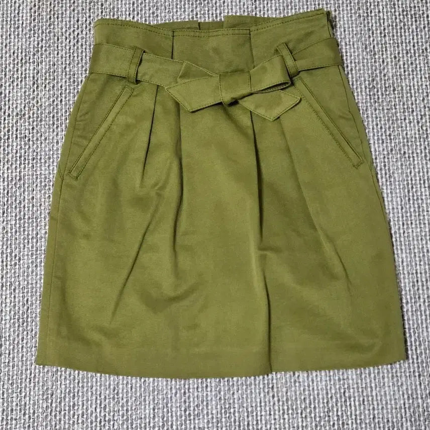 [BUNJANG] Vanessa Bruno Olive Ribbon Belt Skirt Size 34 / 바네사부르노 34 올리브색 리본벨트스커트