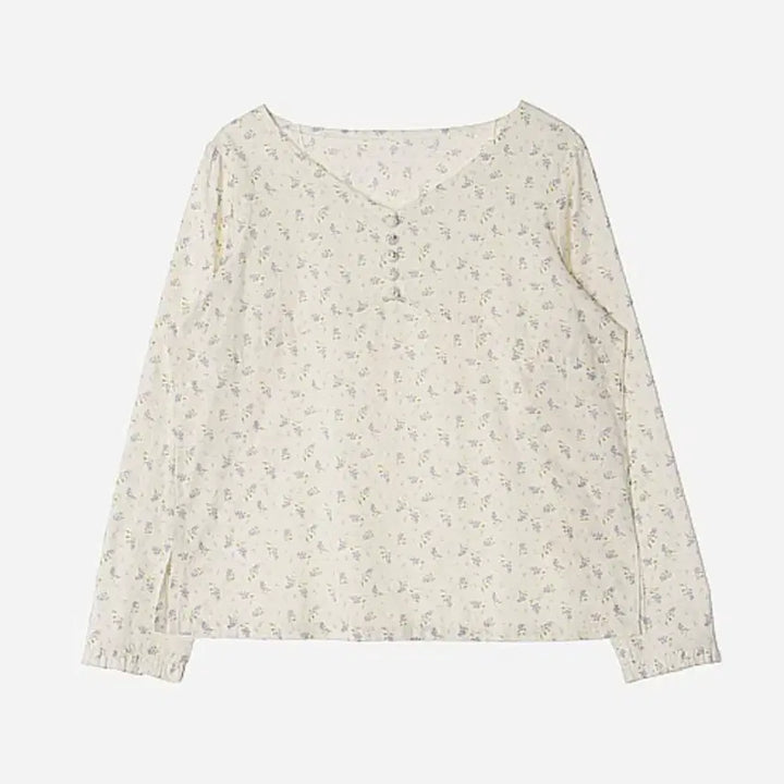 [SOLD OUT] JPN 브이넥 플라워 코튼 블라우스 M
