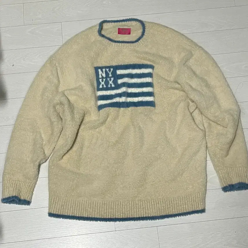 [BUNJANG] NYXX Ivory Stars and Stripes Knit Sweater / 아이보리 NYXX 성조기 니트 스웨터