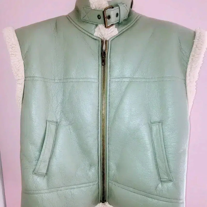 [BUNJANG] Mint Oversized Faux Shearling Vest / 민트 무스탕 베스트