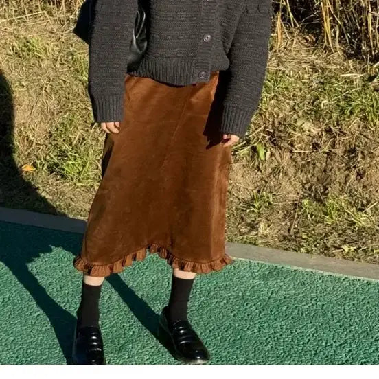 [BUNJANG] Nutt Suede Midi Skirt / Nutt 스웨이드 스커트