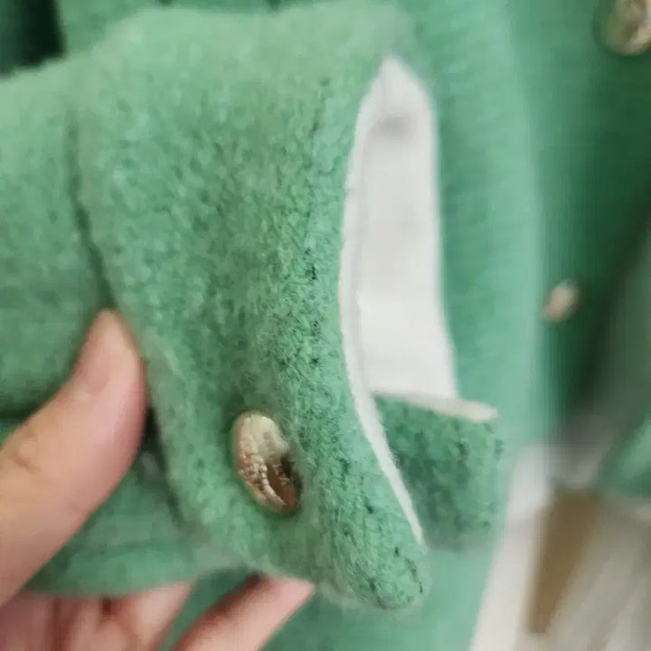 [BUNJANG] Hansum Rete by Mint Tweed No Collar Jacket / 한섬 래트바이 민트 트위드 노카라 자켓