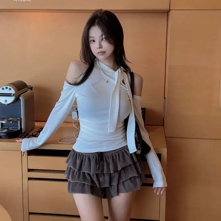 [BUNJANG] Hypnotic Off-Shoulder T-shirt / [새상품] 히프나틱 머플러 어깨트임 티셔츠 자체제작