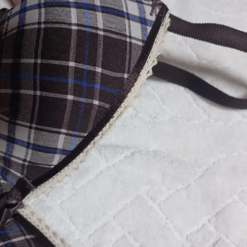 [BUNJANG] Japanese Checkered Lace Bra LL / 일본 체크브라 LL