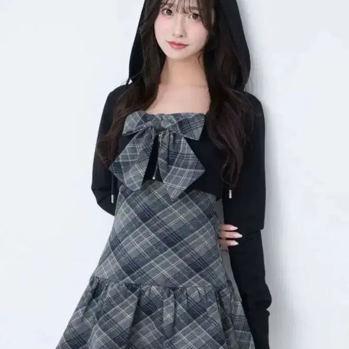 [BUNJANG] Bubbles Check Hooded Dress / 버블즈 bubbles 체크 후드 원피스 양산형 스나계 미셸마카롱 허니뮤