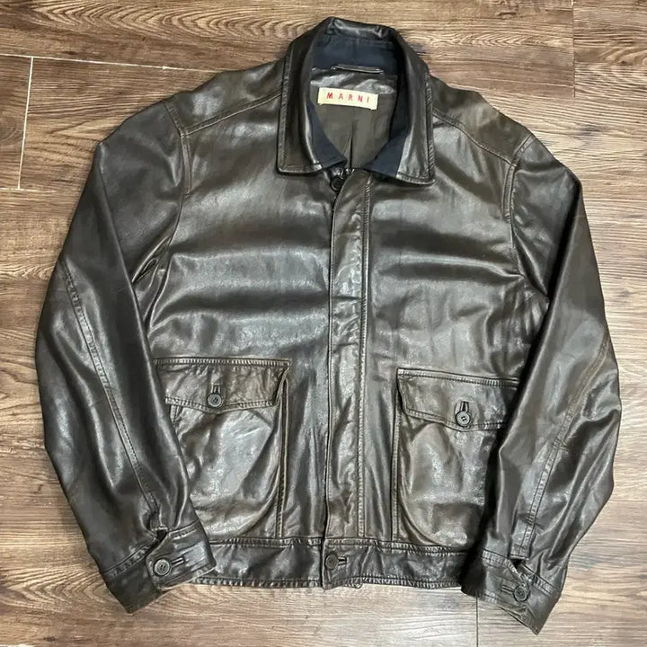 [BUNJANG] MARNI A-2 Leather Flight Jacket / 마르니 A-2 양가죽 플라이트 자켓 브라운