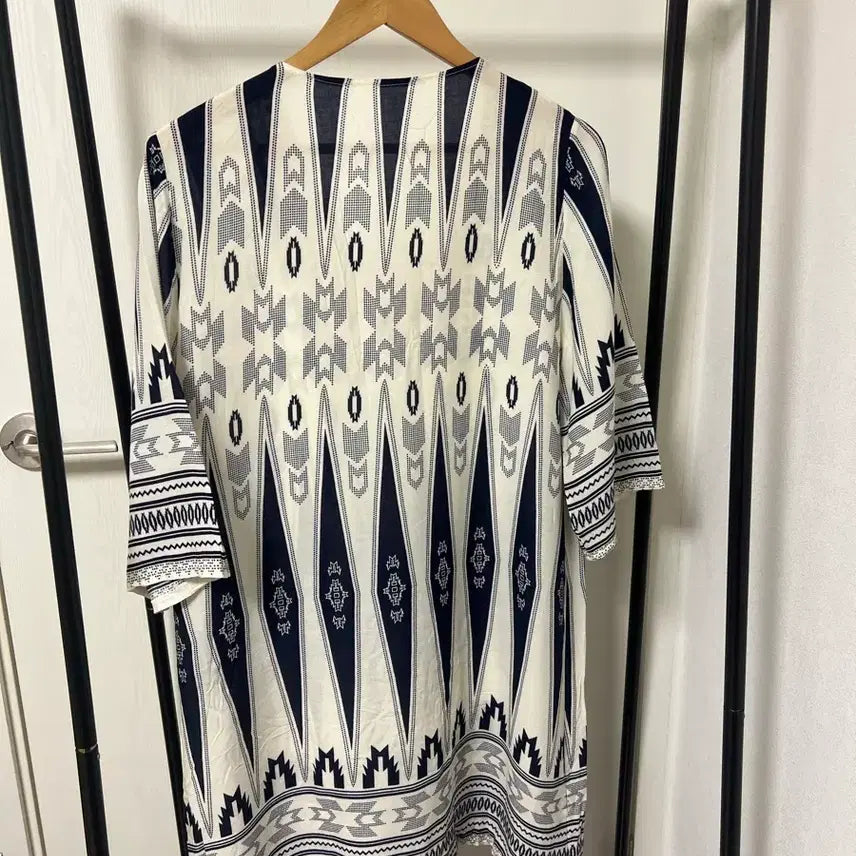 [BUNJANG] Pattern Long Dress Ivory/Navy / 패턴 롱 원피스 아이보리/네이비 979