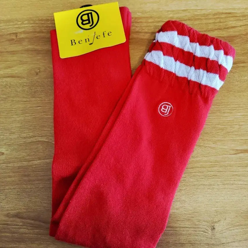 [BUNJANG] BenJefe Red and White Striped Knee-High Socks / 미사용/BenJefe 벤제프 니삭스 택가17000원