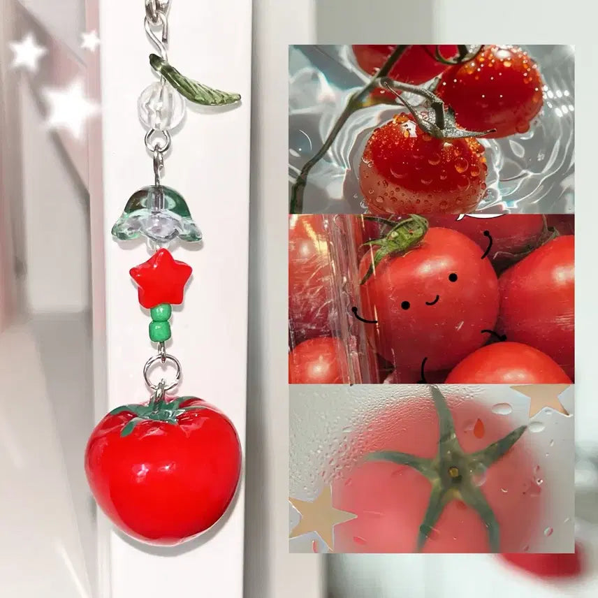 [BUNJANG] Tomato Bead Keychain / 토마토 비즈 키링
