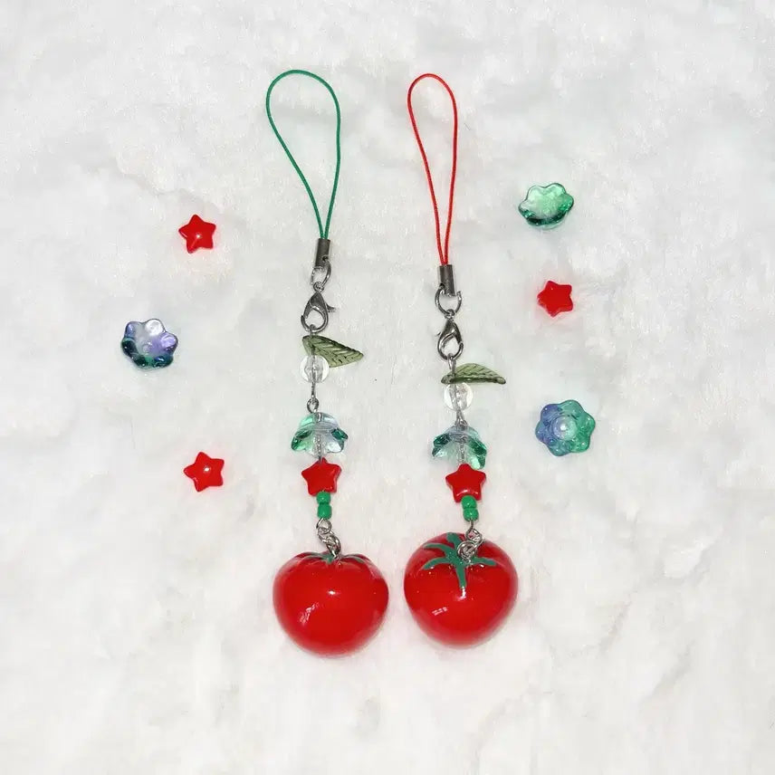 [BUNJANG] Tomato Bead Keychain / 토마토 비즈 키링