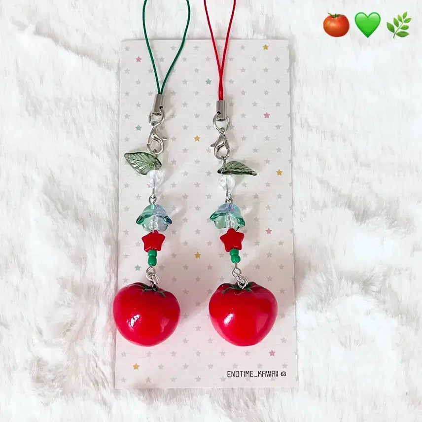 [BUNJANG] Tomato Bead Keychain / 토마토 비즈 키링