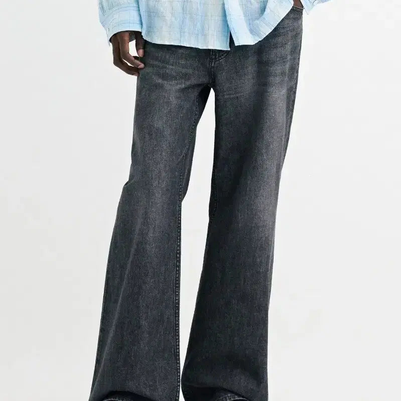 [BUNJANG] Solid Homme 26ss Black Wide Flare Denim Pants / [솔리드옴므][50] 26ss 블랙 와이드 플레어 데님 팬츠