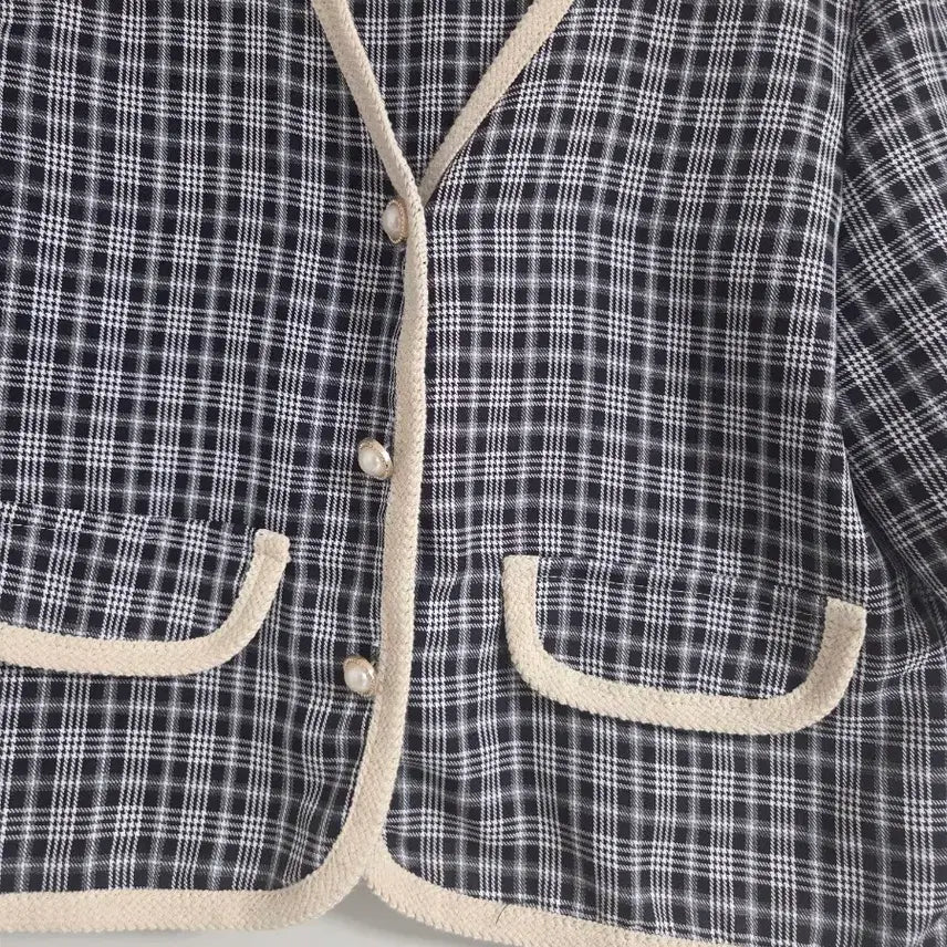 [BUNJANG] Checkered Short-Sleeve Cardigan Jacket / 체크 반팔 가디건 자켓 스타일
